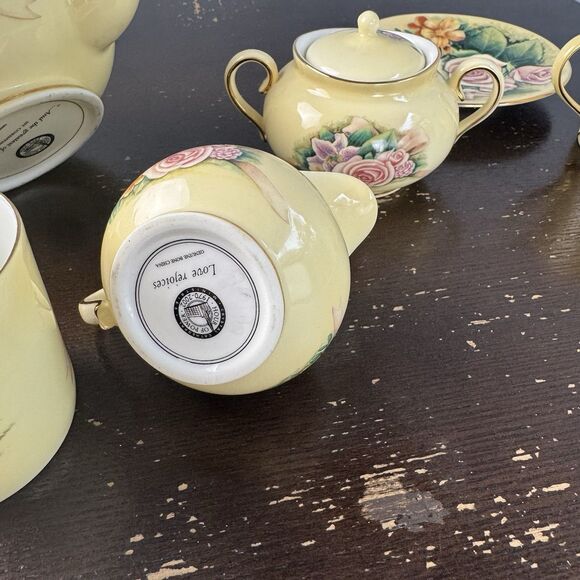 Hour Of Power Genuine Bone China Tea Set Service Pot Creamer Sugar Bowl Cups - Picture 12 of 12